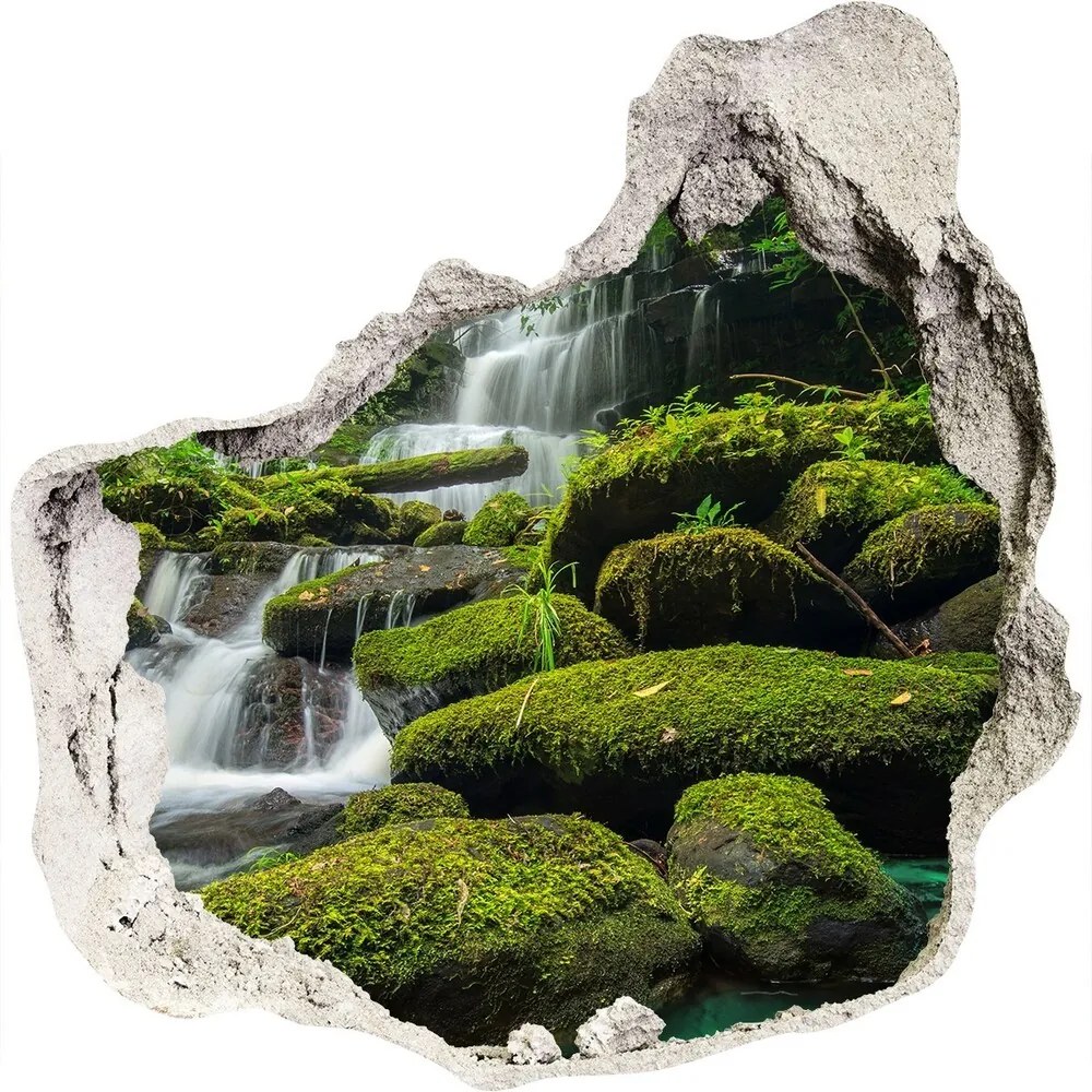 Diera 3D v stene na stenu Vodopád v lese WallHole-75x75-piask-116886736