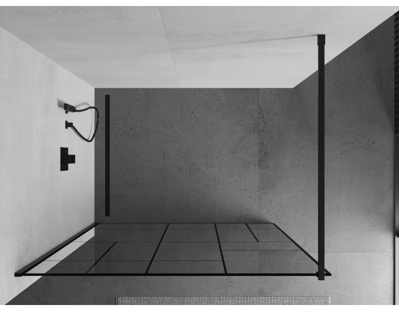 Mexen Kioto sprchová zástena 120x200 cm 8 mm, čierny profil, sklo čierny vzor 2, 800-120-101-70-78