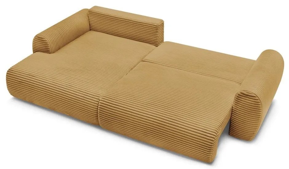 Menčestrová rozkladacia rohová pohovka v horčicovej farbe (ľavý roh) Lucien – Bobochic Paris