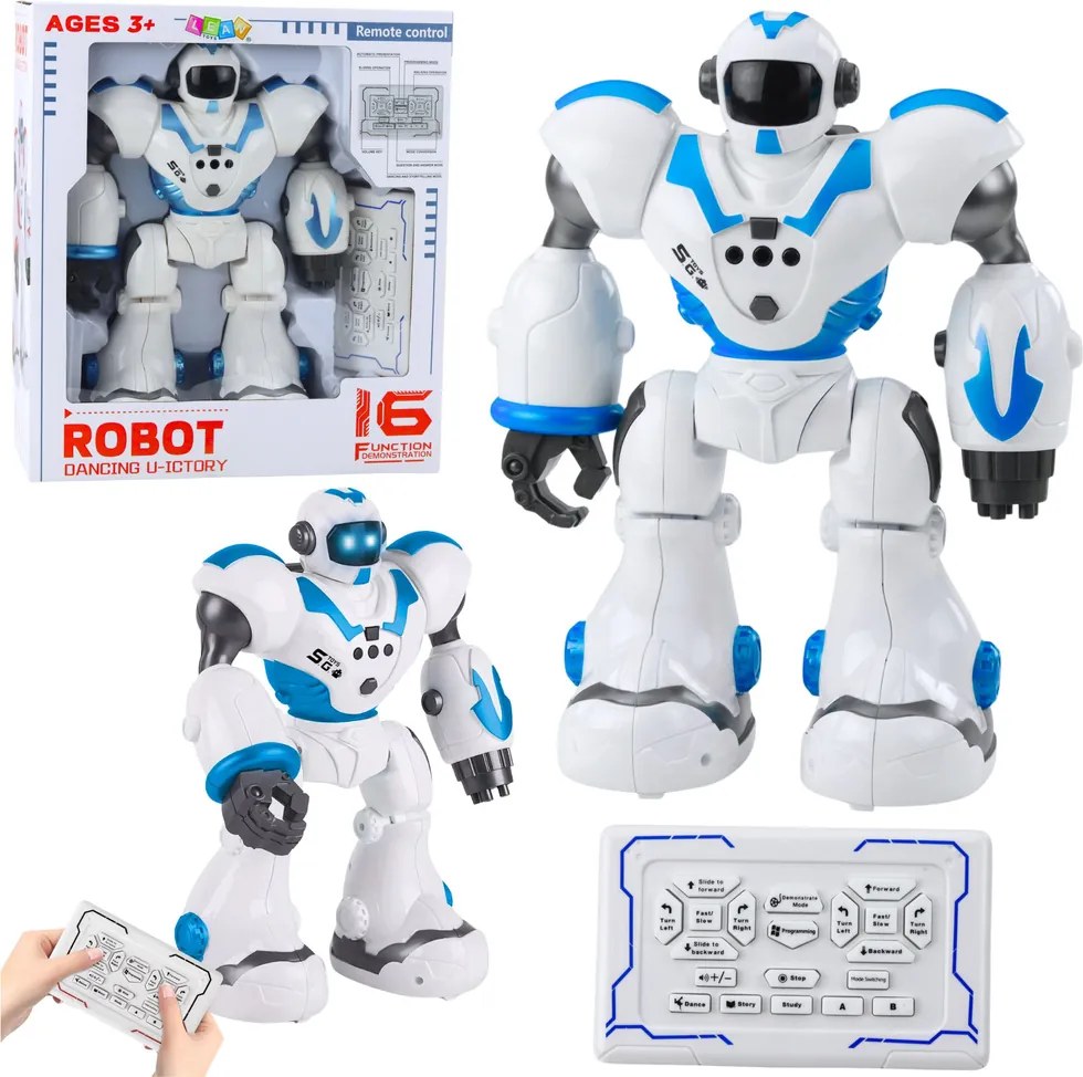 LEAN Toys Interaktívny diaľkovo ovládaný robot RC 16 funkcií Svetlá Zvuky Modrá