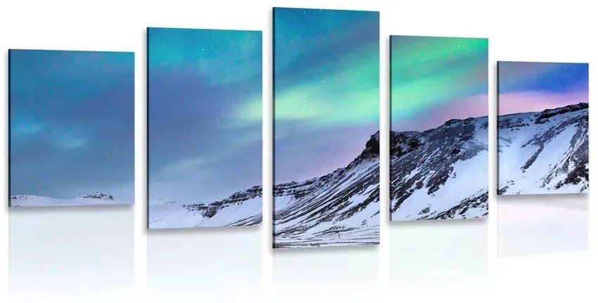 5-dielny obraz nórska polárna žiara - 200x100