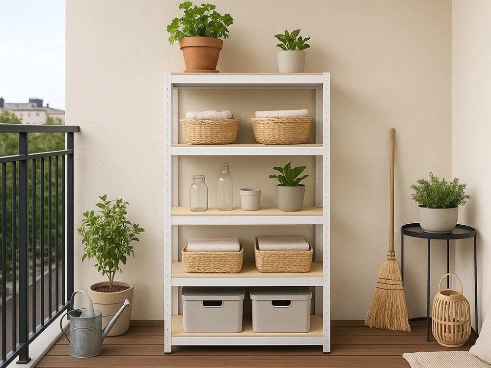 Akcia 3x Regál 180x90x40 cm lakovaný 5-policový, nosnosť 875 kg - biely