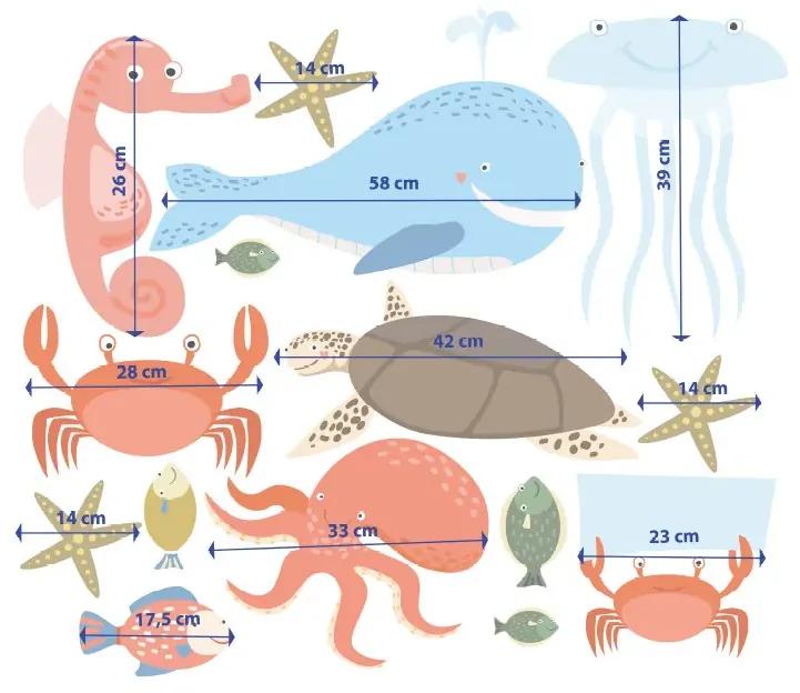 interesi  Samolepky s morskými živočíchmi 100 x 89 cm