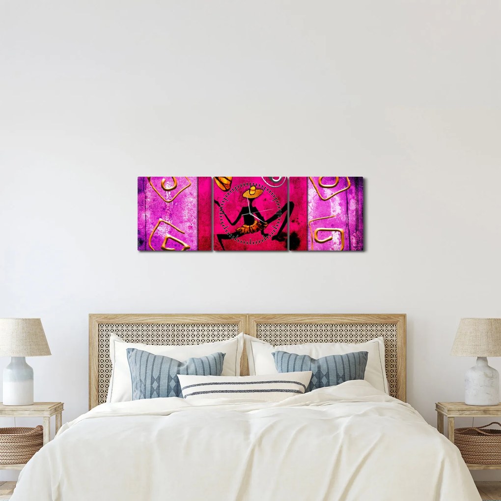 Obraz historickej nástennej maľby (s hodinami) (90x30 cm)