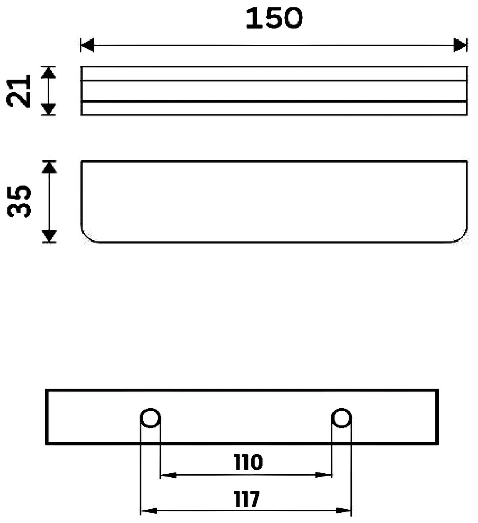 Sapho Sapho, Držiak sklenené poličky 8mm, čierna mat, MY009B