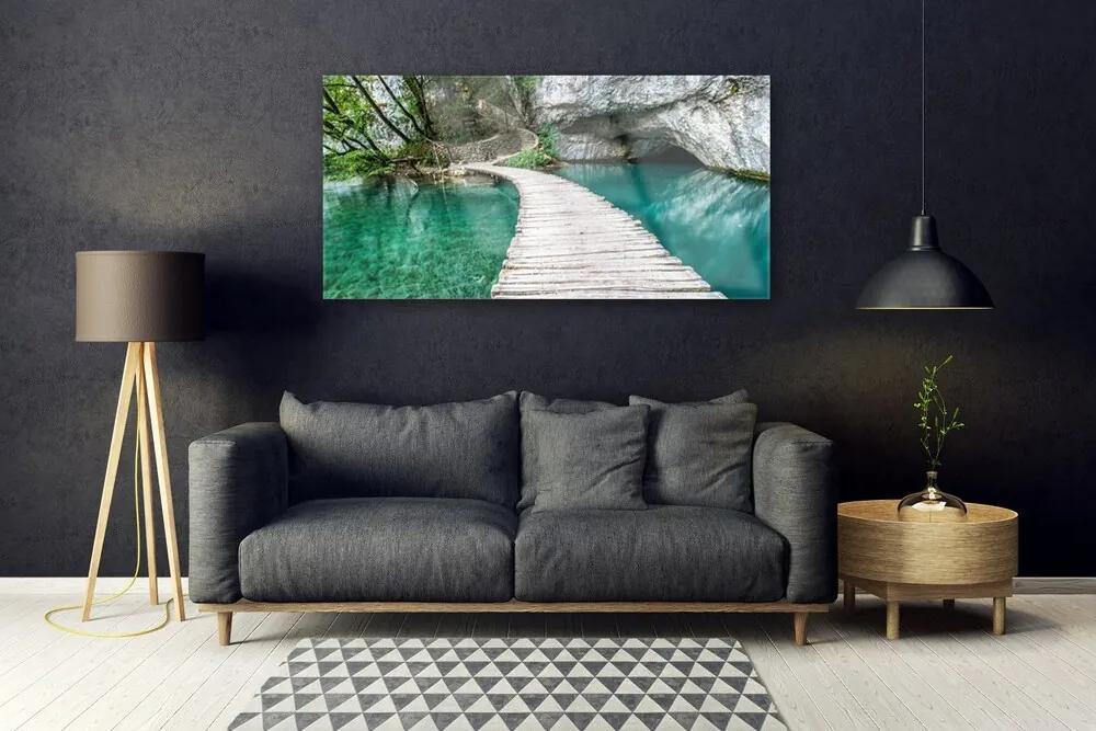 Obraz plexi Most jazero architektúra 120x60 cm