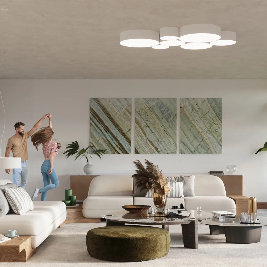 Závesné svietidlo Arena, 1x biele plastové tienidlo, (biely plast), (fi 35 cm)