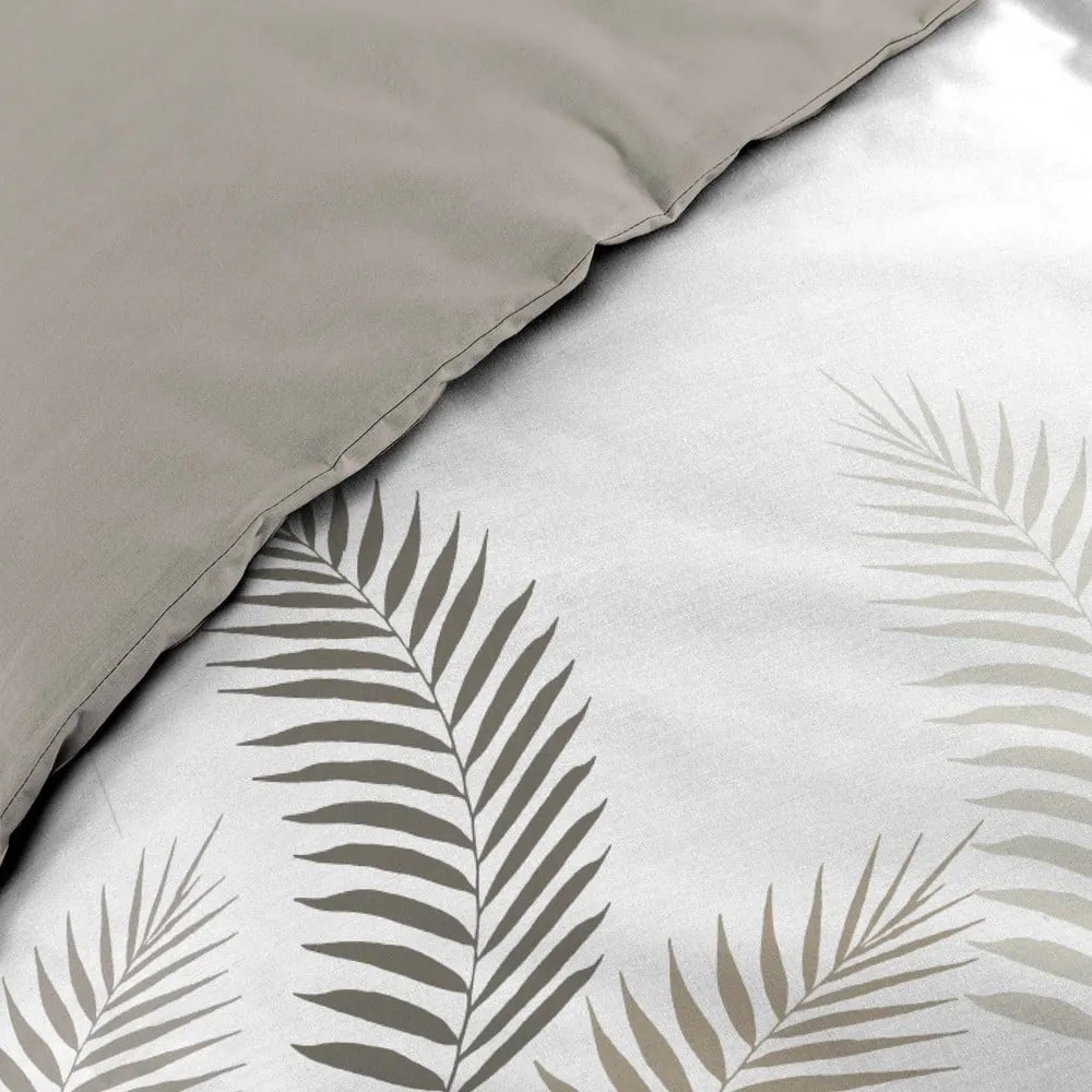 Biele/taupe bavlnené obliečky na dvojlôžko/predĺžené 240x220 cm Goyave – douceur d'intérieur