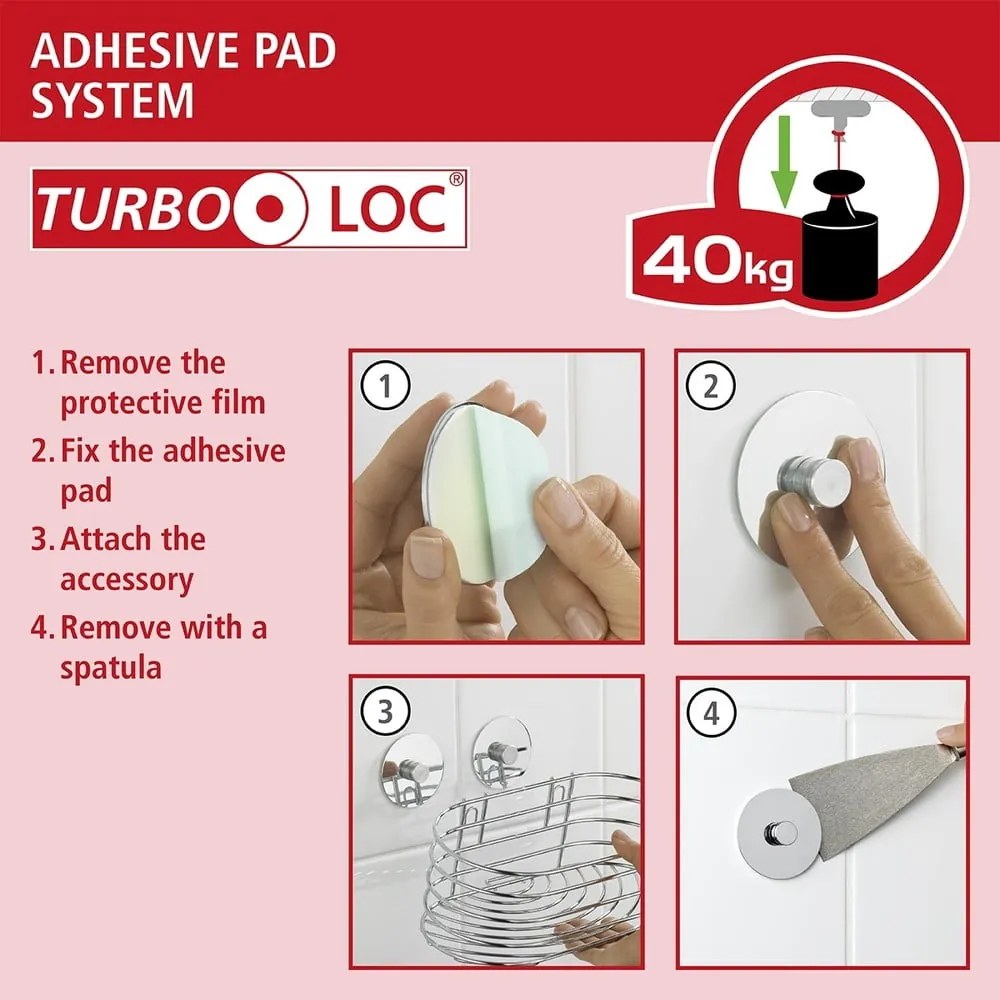 Nástenná polica do kuchyne Wenko Turbo-Loc®, šírka 25 cm