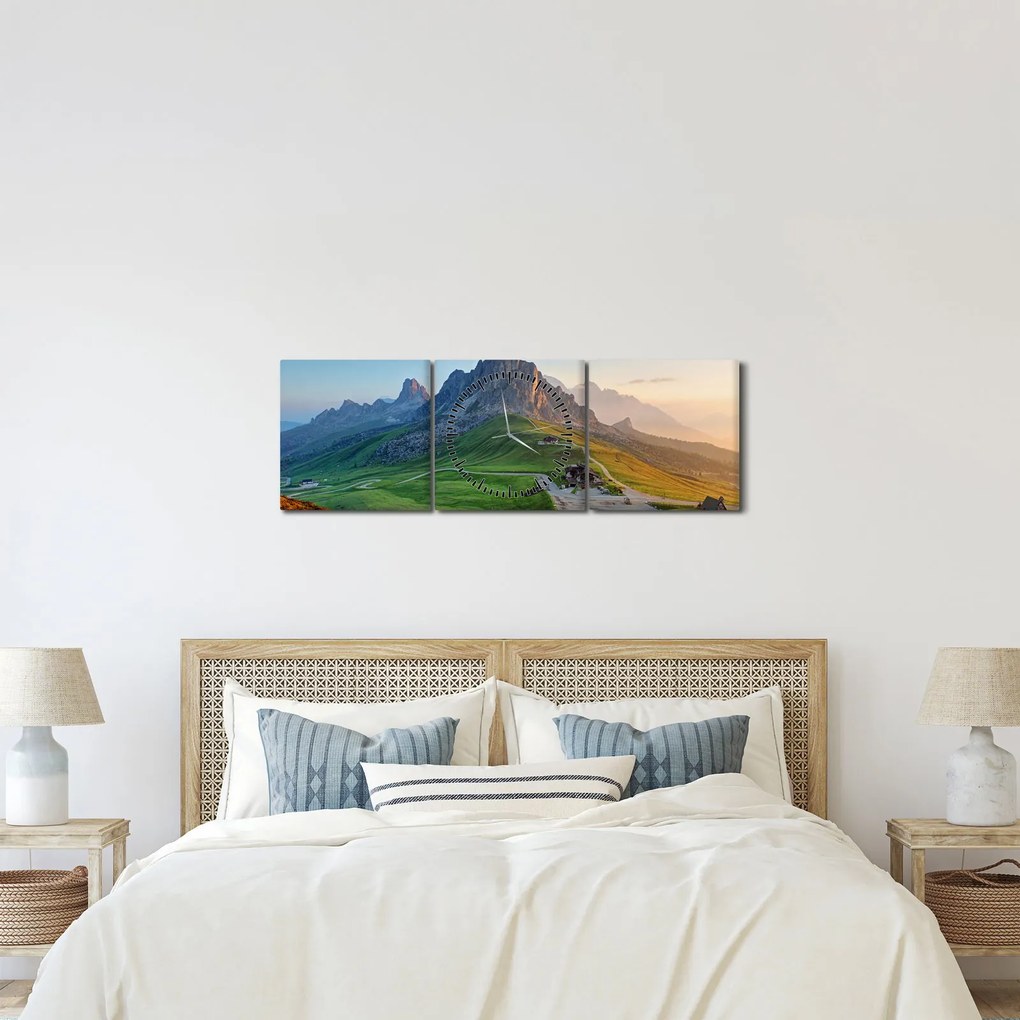 Obraz - Dolomity (s hodinami) (90x30 cm)