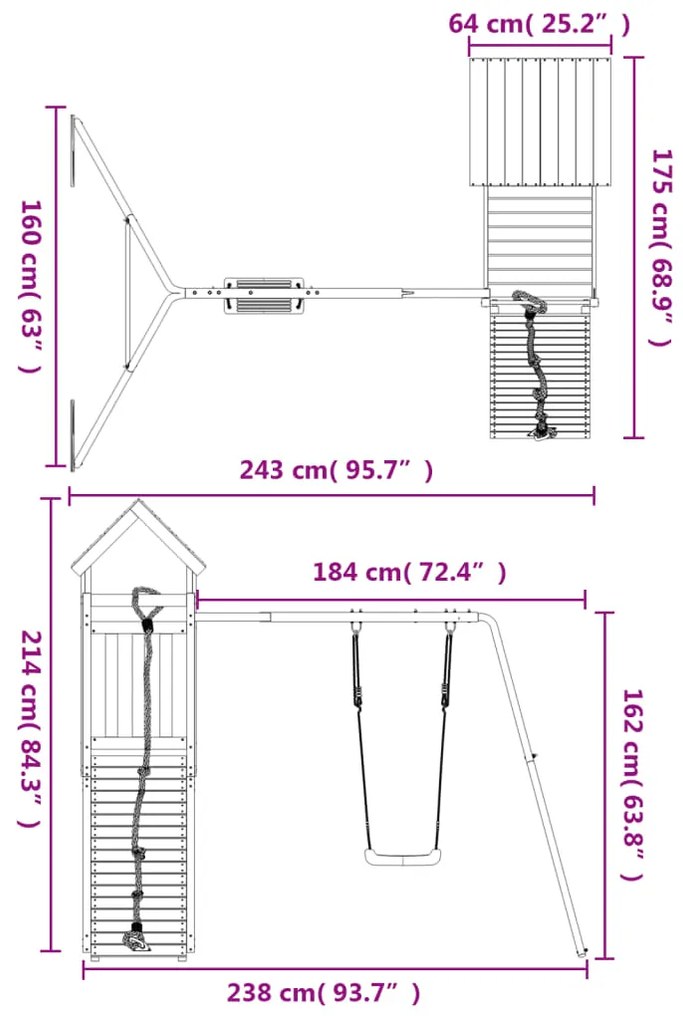 Vonkajšia súprava na hranie impregnovaná borovica