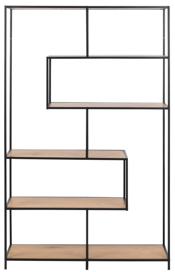 Knižnica v dekore duba v čierno-prírodnej farbe 114x185 cm Seaford – Actona