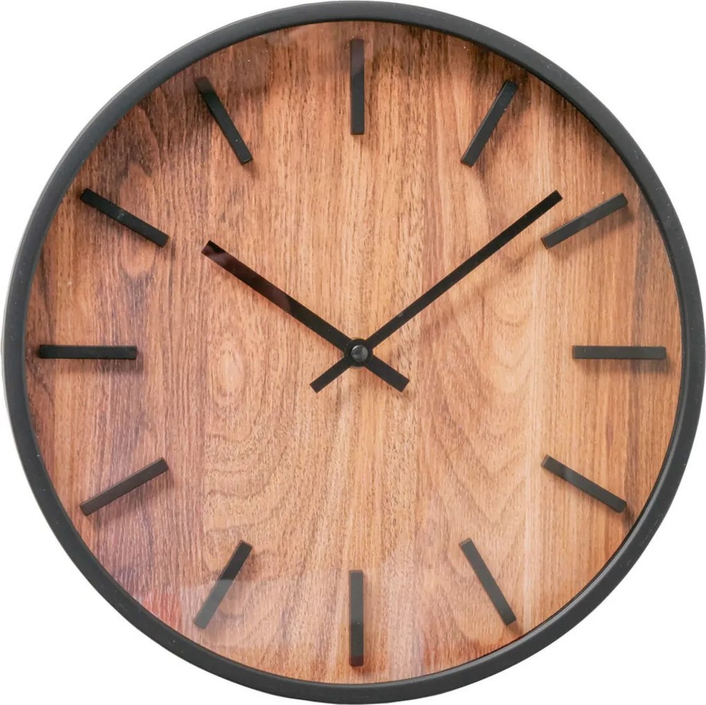 XXXLutz NÁSTENNÉ HODINY prírodná farba, čierna 30 cm - Hodiny - 0048854456
