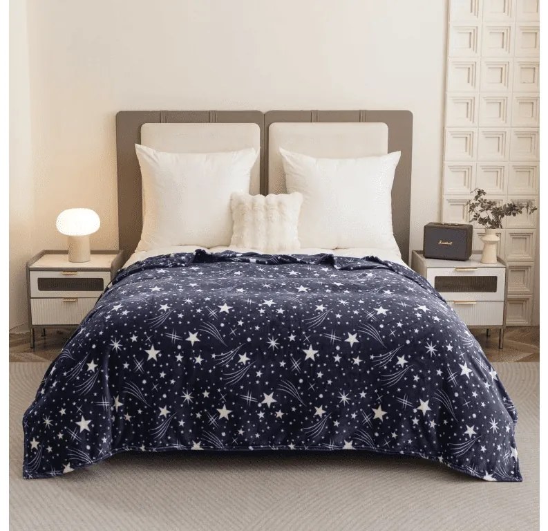 Mikroplyšová deka STARLIGHT, tmavomodrá Rozmer: 200 x 220 cm