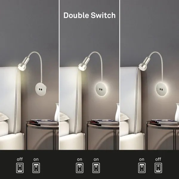 Briloner 2178012 - LED Nástenná flexibilná lampa 1xE14/10W/230V + LED/3W chróm