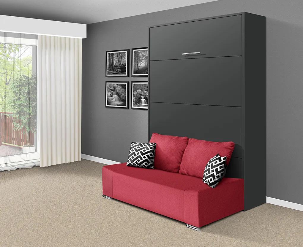 Nabytekmorava Sklápacia posteľ s pohovkou VS 21058P 200x120 farba pohovky: Červená, Typ farebného prevedenia: Agát / dvere biele LESK