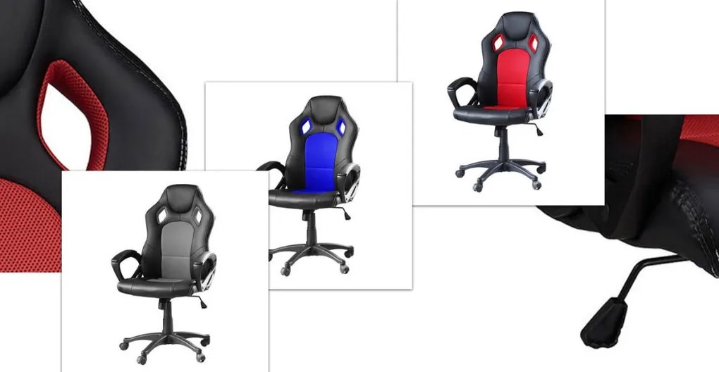 Gamer stolička Basic s farebnou opierkou, modrá