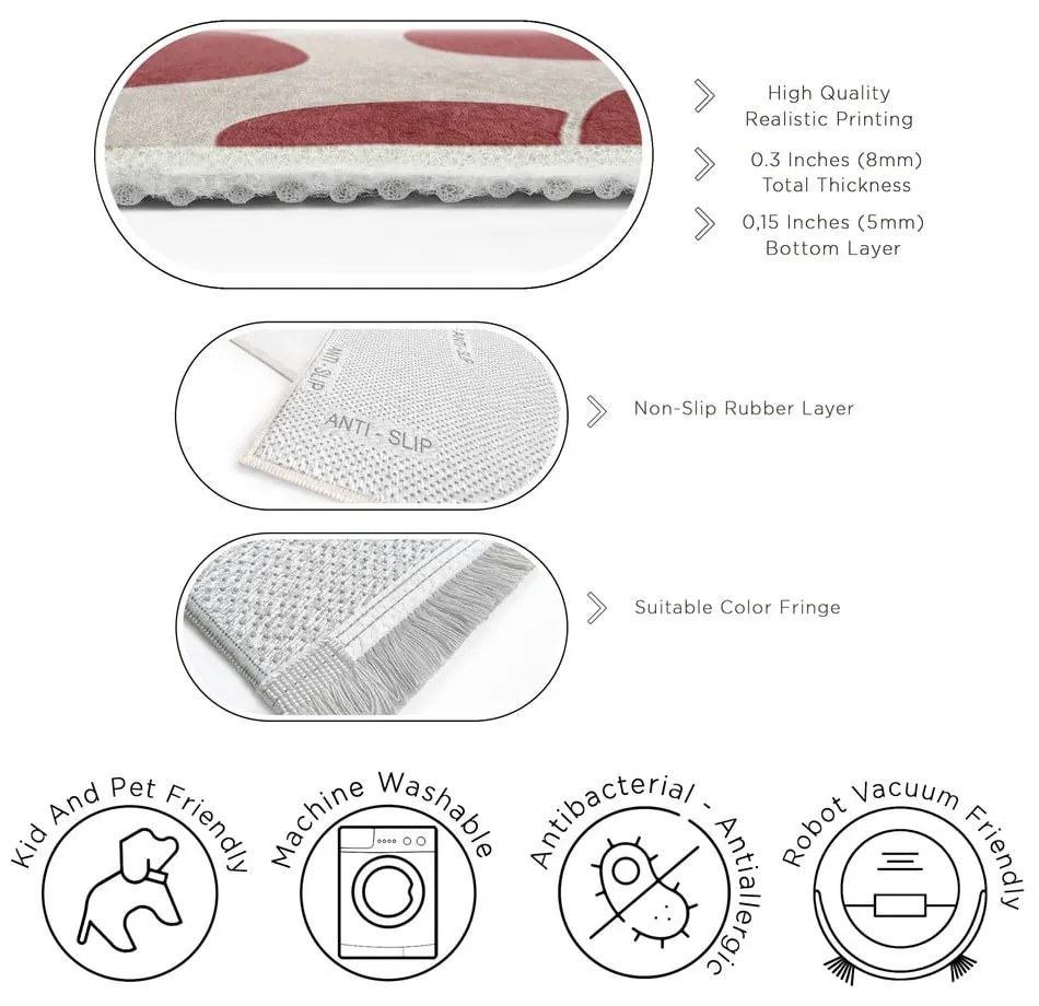 Červený prateľný koberec 60x100 cm Red Meadow – Mila Home