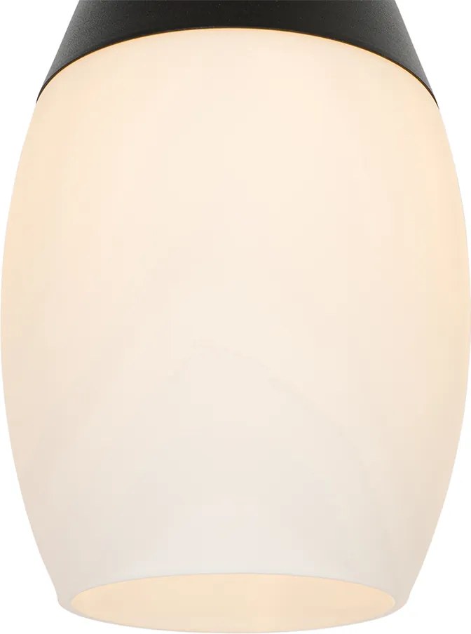 Moderné závesné svietidlo čierne s opálovým sklom - Drop