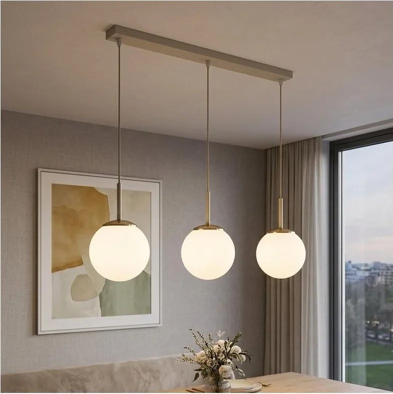 Brilagi - Závesný luster MILO na lanku 3xE27/60W/230V béžová/zlatá