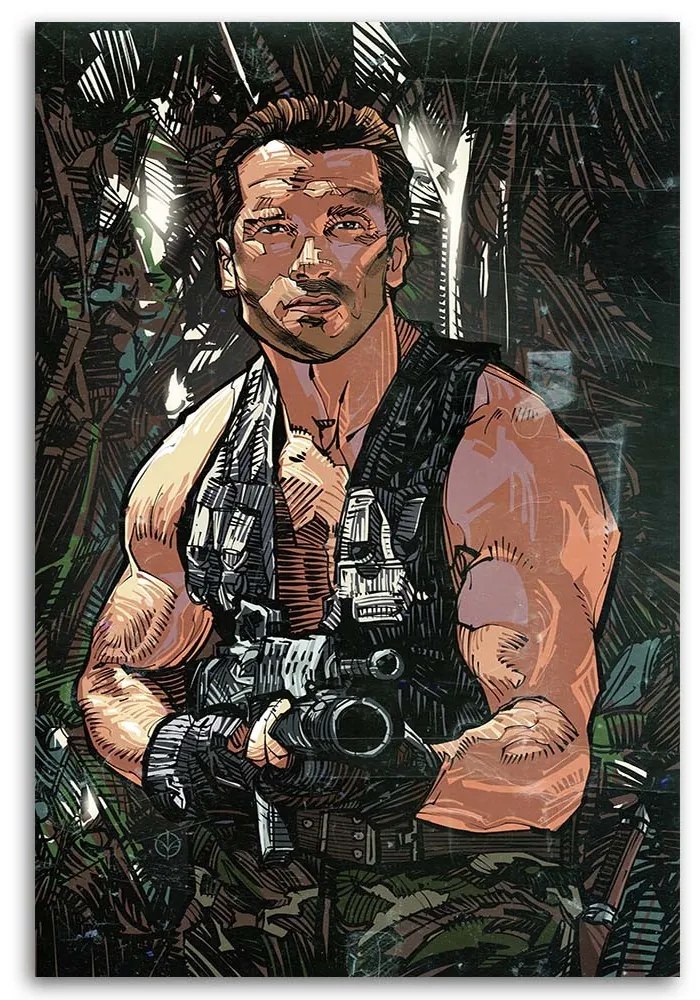 Gario Obraz na plátne Predátor, Arnold Schwarzenegger - Nikita Abakumov Rozmery: 40 x 60 cm