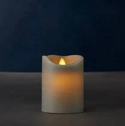 Vosková LED sviečka Sara, 10 cm, sivá