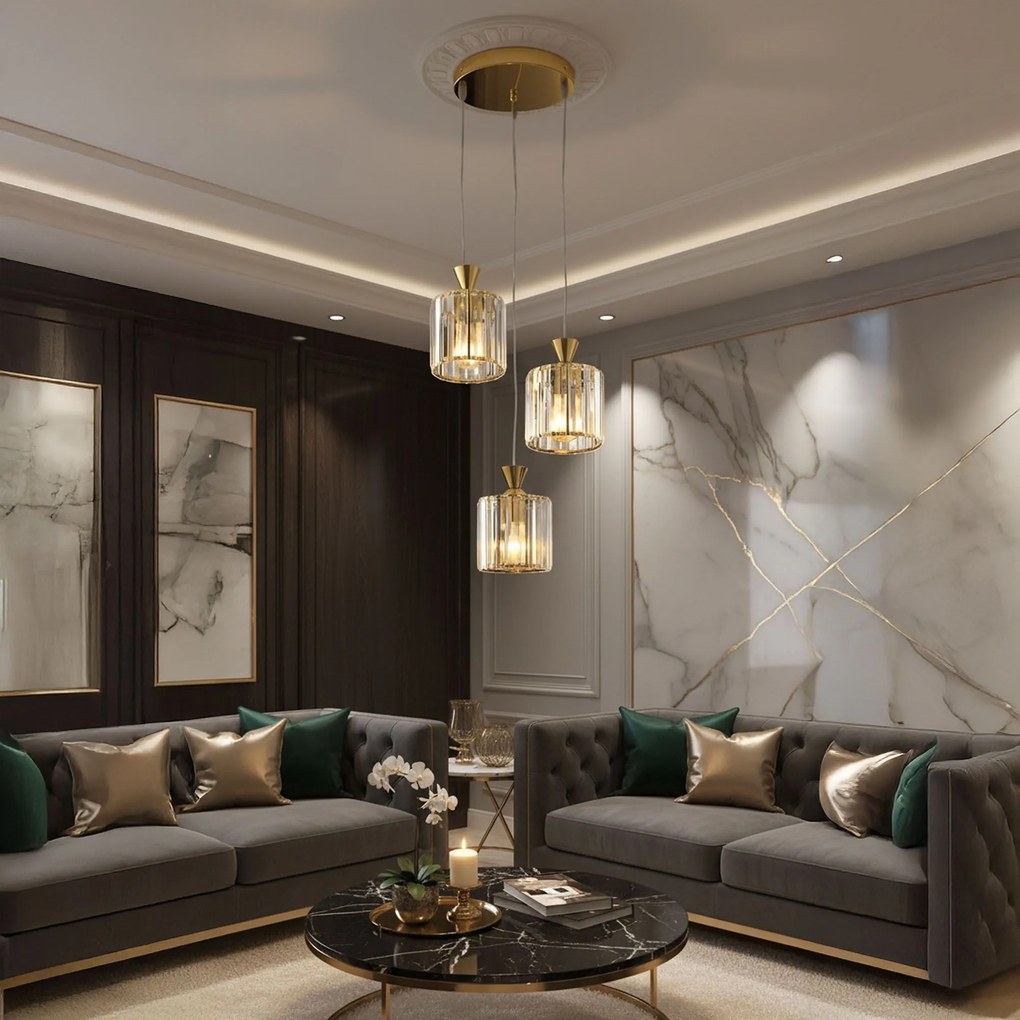 Toolight Toolight, závesné svietidlo 3xE27, EBT026-3CP, zlatá, OSW-01226