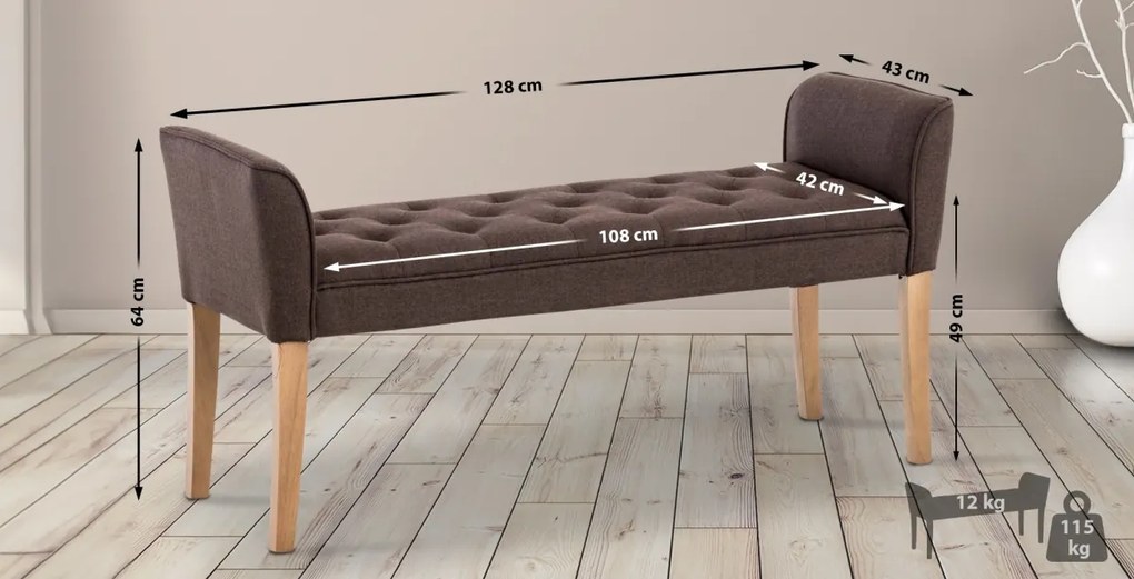 Lavica Cleopatra Chaiselongue látka, nohy antik svetlé - Hnedá