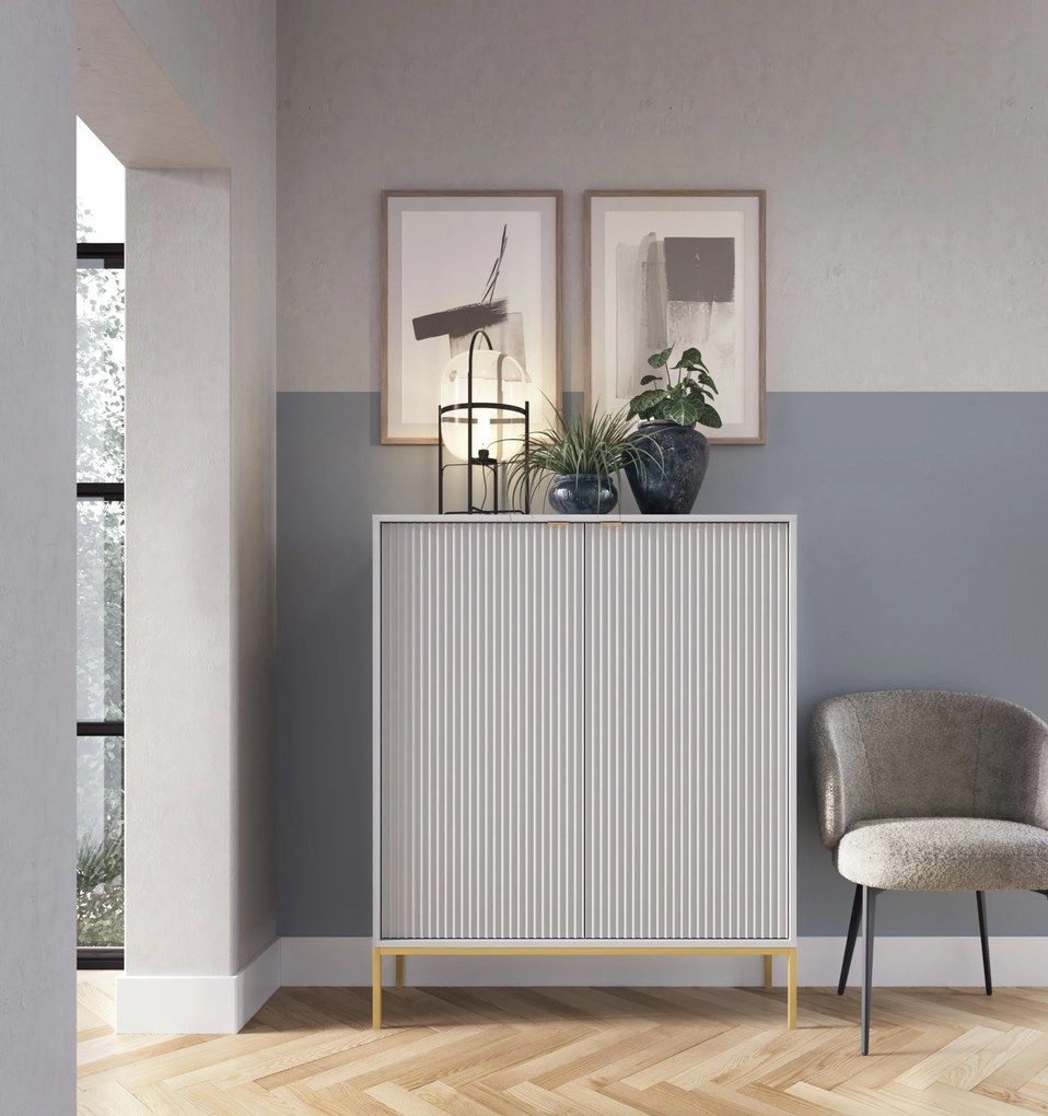 Komoda Nova 104 cm sivá/zlatá