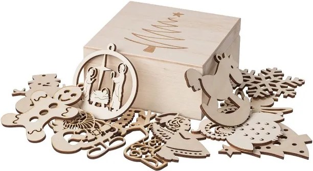 Drevobox Kolekcia vianočných ozdôb v krabičke - 12 ks