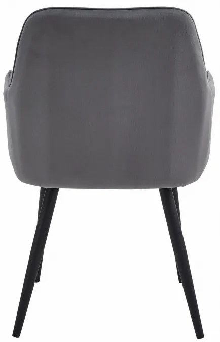 Set dvoch jedálenských stoličiek NANA zamatové, tmavosivé (čierne nohy) 2 ks