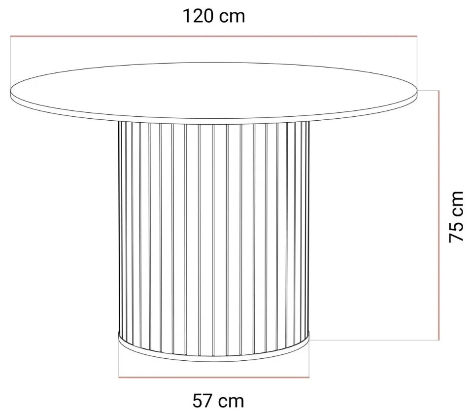 OKRÚHLY JEDÁLENSKÝ STÔL LANDRY KAŠMÍR 120 cm
