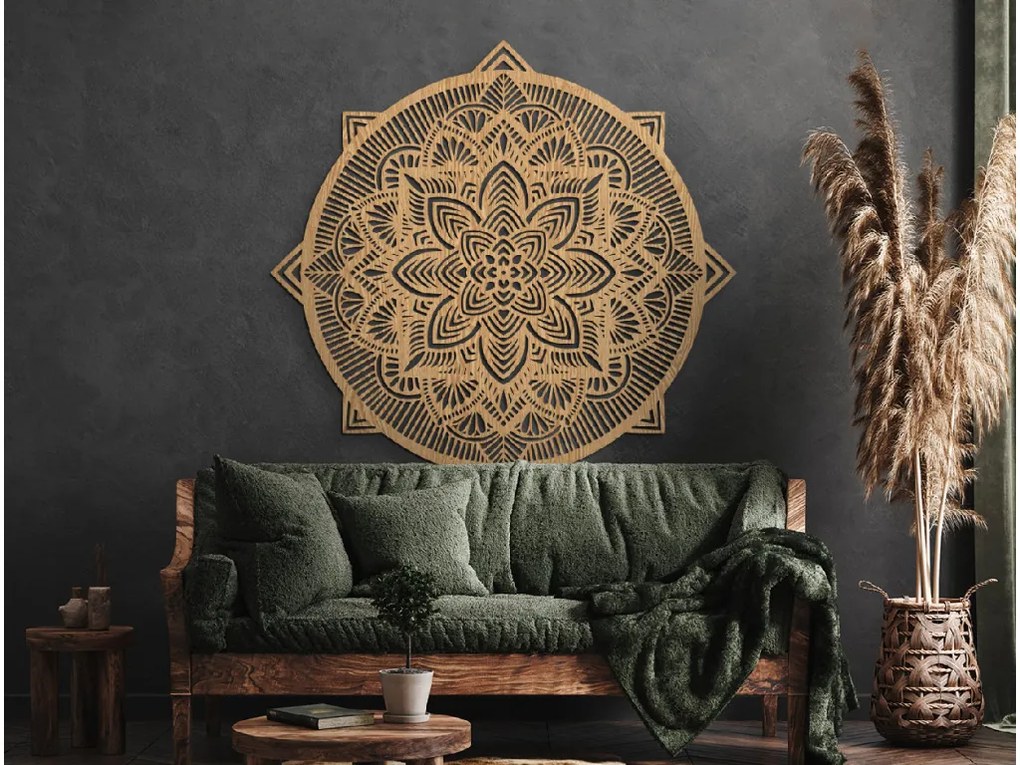drevko Drevená mandala Vášeň Rozmer obrazu: 120 x 120 cm, Farba dekorácie: Čierna