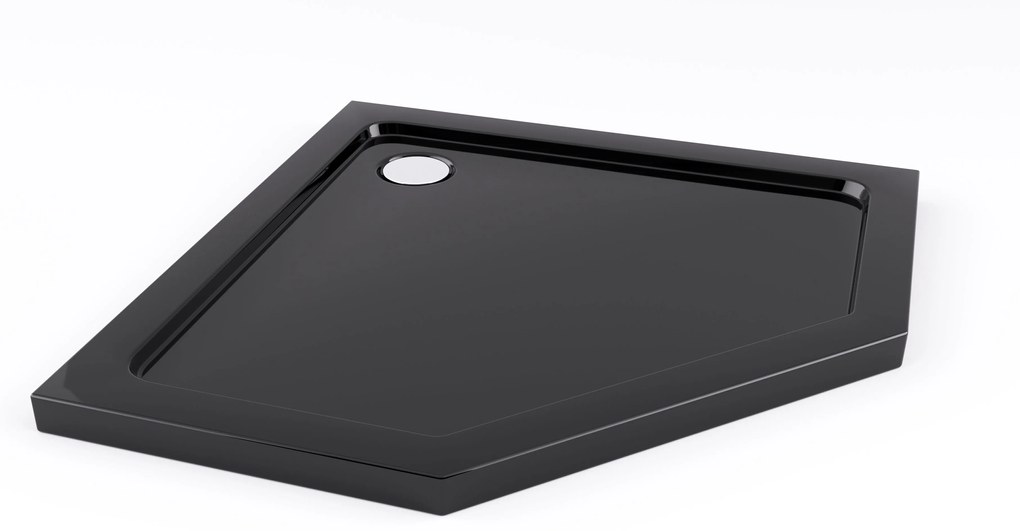 Rea - DIAMOND BLACK päťuholníkový sprchový kút 90 x 90 cm, čierny matný, číre sklo, REA-K5622