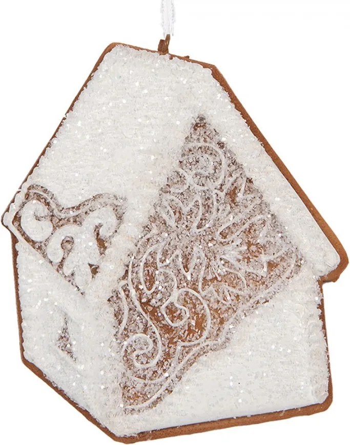 Závesná dekorácia zasnežená perníková chalúpka Frosted Ginger - 9*1*10 cm