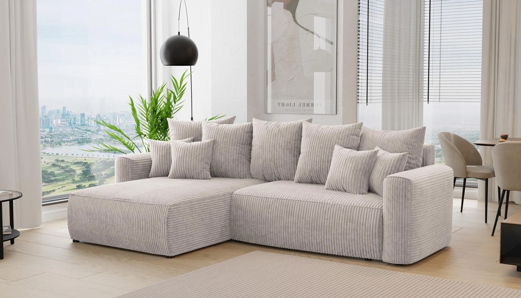 Rohová sedačka Baria (L) (svetlohnedá). Akcia -20%. Vlastná spoľahlivá doprava až k Vám domov. 1133081