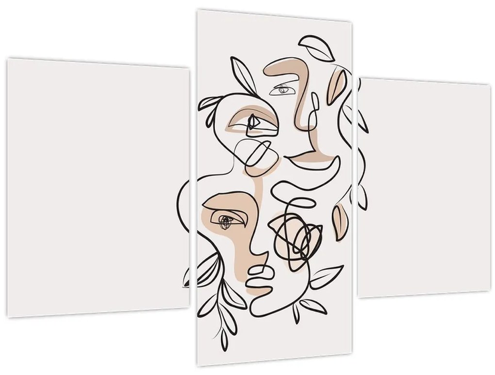 Obraz - Line art tváre (90x60 cm)