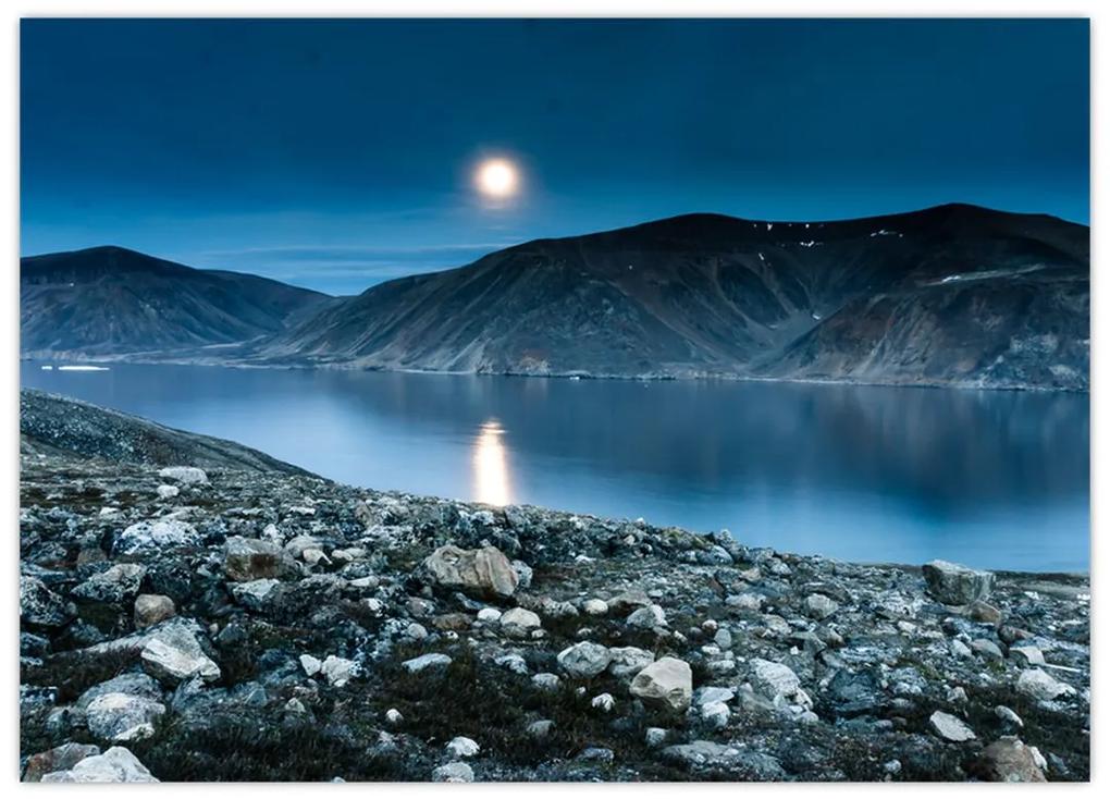 Sklenený obraz nočné krajiny, Island (70x50 cm)