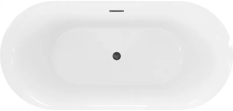 Mexen Roxy, voľne stojaca vaňa 170 x 80 cm, biela-čierna, čierny matný prepad, 51201708075-70