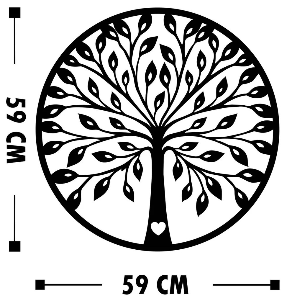 Nástenná drevená dekorácia TREE čierna