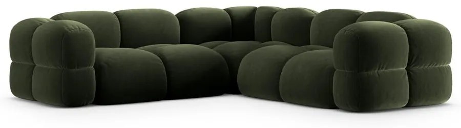 Zelená zamatová rohová pohovka Loretto – Cosmopolitan Design
