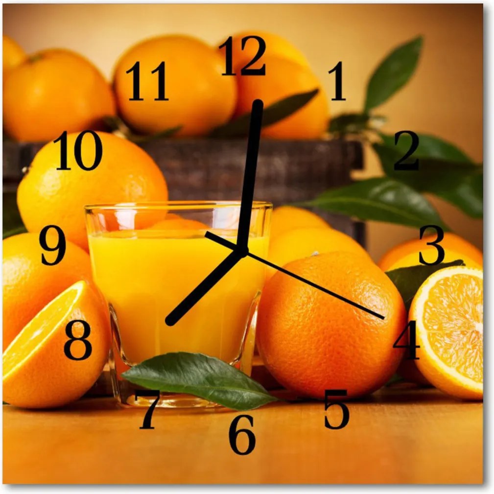 Nástenné sklenené hodiny  pomaranče