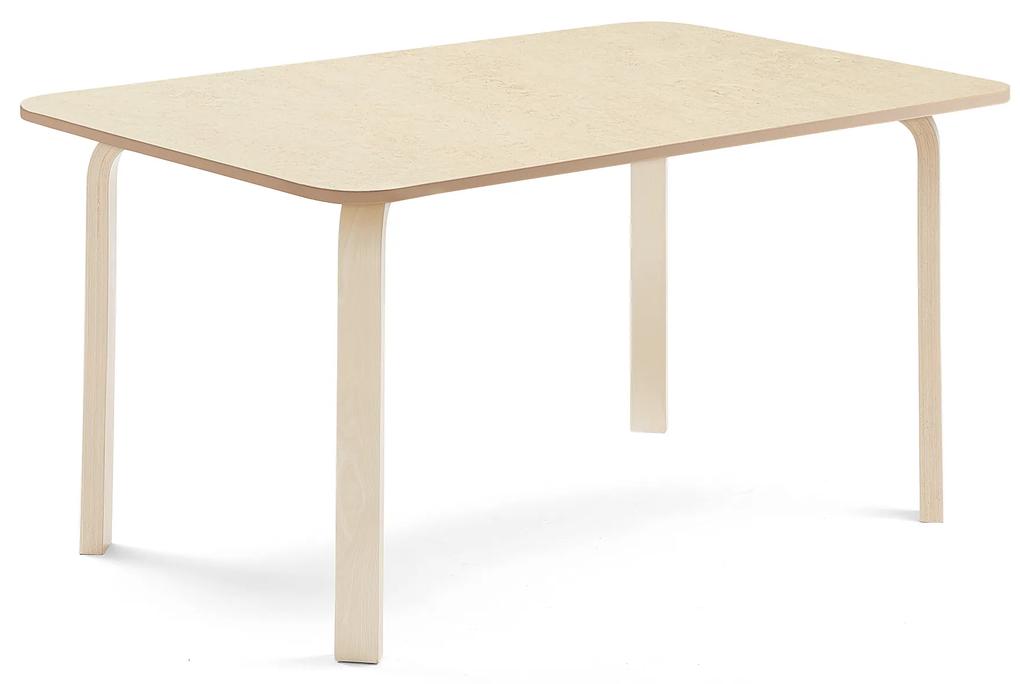 Stôl ELTON, 1400x800x640 mm, linoleum - béžová, breza