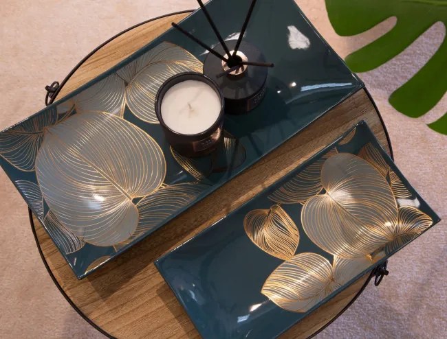 Dekoračný tanier SALVIA 3 1 zelený / zlatý