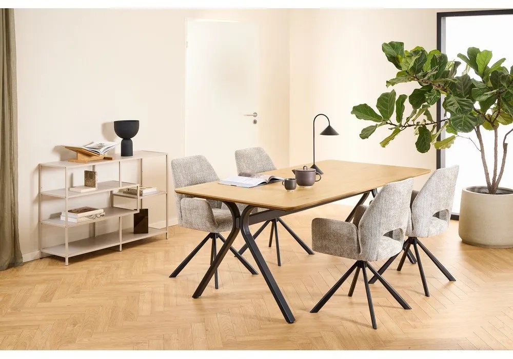 Svetlosivé čalúnené jedálenské kreslo s podrúčkami Graham – Actona