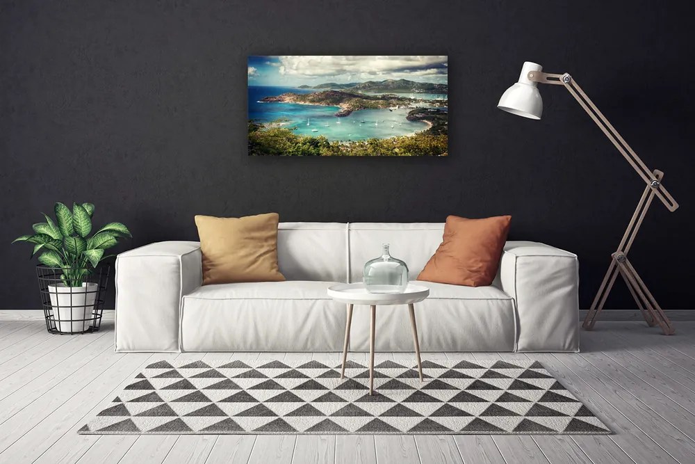 Obraz Canvas Záliv loďky krajina 140x70 cm