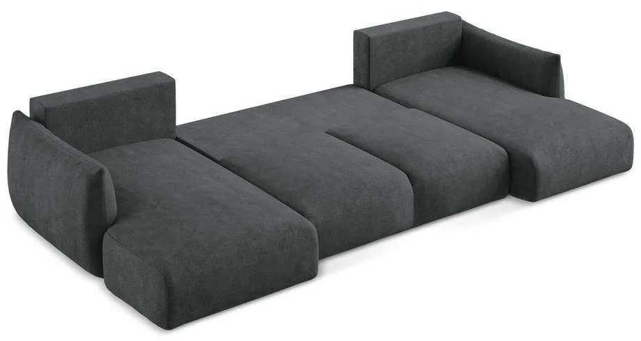 Tmavosivá ženilková rozkladacia rohová pohovka (do tvaru "U") Leila – Makamii