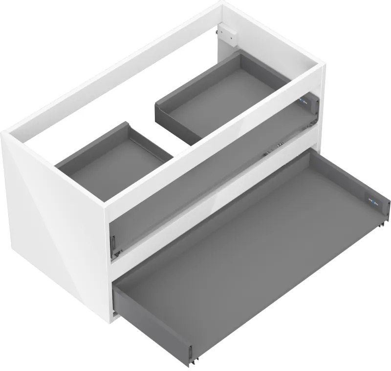 Mexen Box-A, závesná skrinka 90 cm, 2 zásuvky, biela lesklá, 91AX0-0900-470-2-00