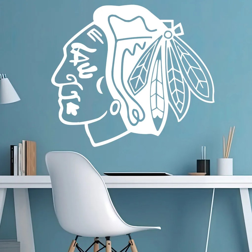 Veselá Stena Samolepka Hokejový tím Chicago Blackhawks Farba: bílá, Veľkosť: 80 x 69 cm