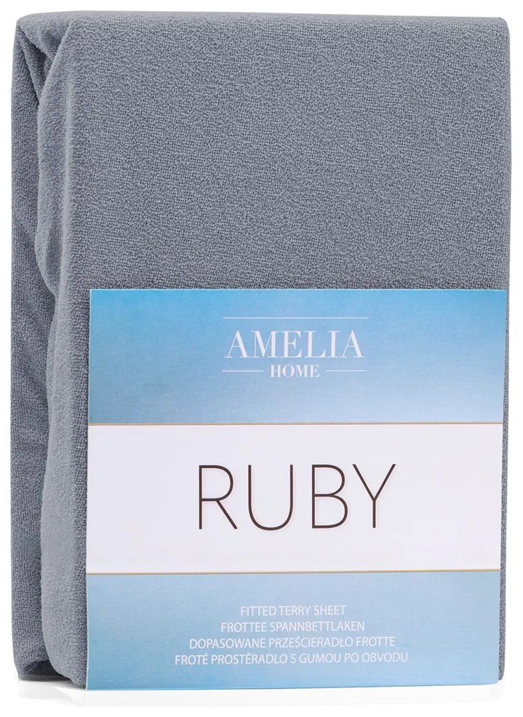 Froté prestieradlo s gumou AmeliaHome Ruby tmavosivé